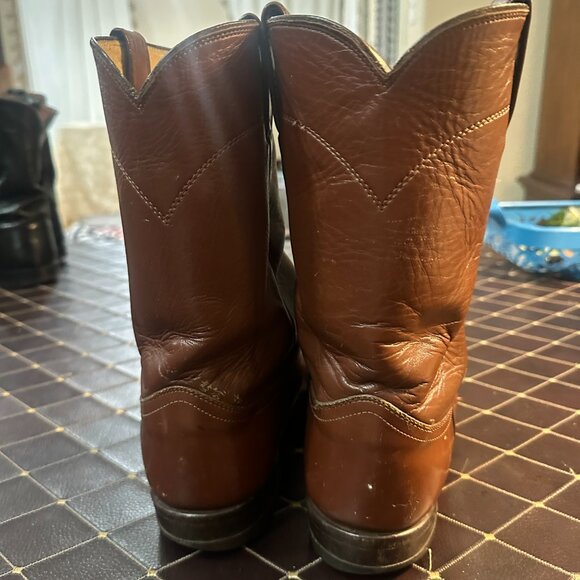 Vintage Justin Roper Cowboy Boots – Style 3802 – Men’s Size 8E – Chestnut Brown - Picture 4 of 5